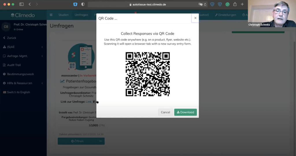 klinische umfrage qr code